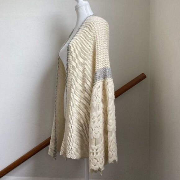 Anthropologie Boho Romantic Knit Crochet Cardigan Sweater Oversized One Size - Picture 5 of 10